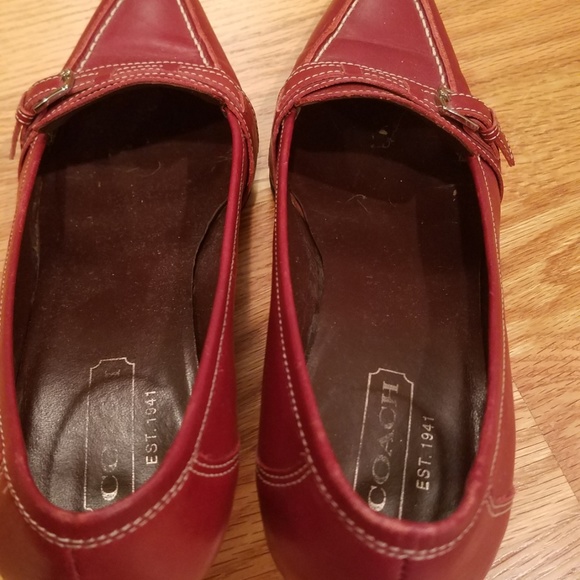 Coach Slip On Loafers Pumps Burgundy Leather - Picture 5 of 7